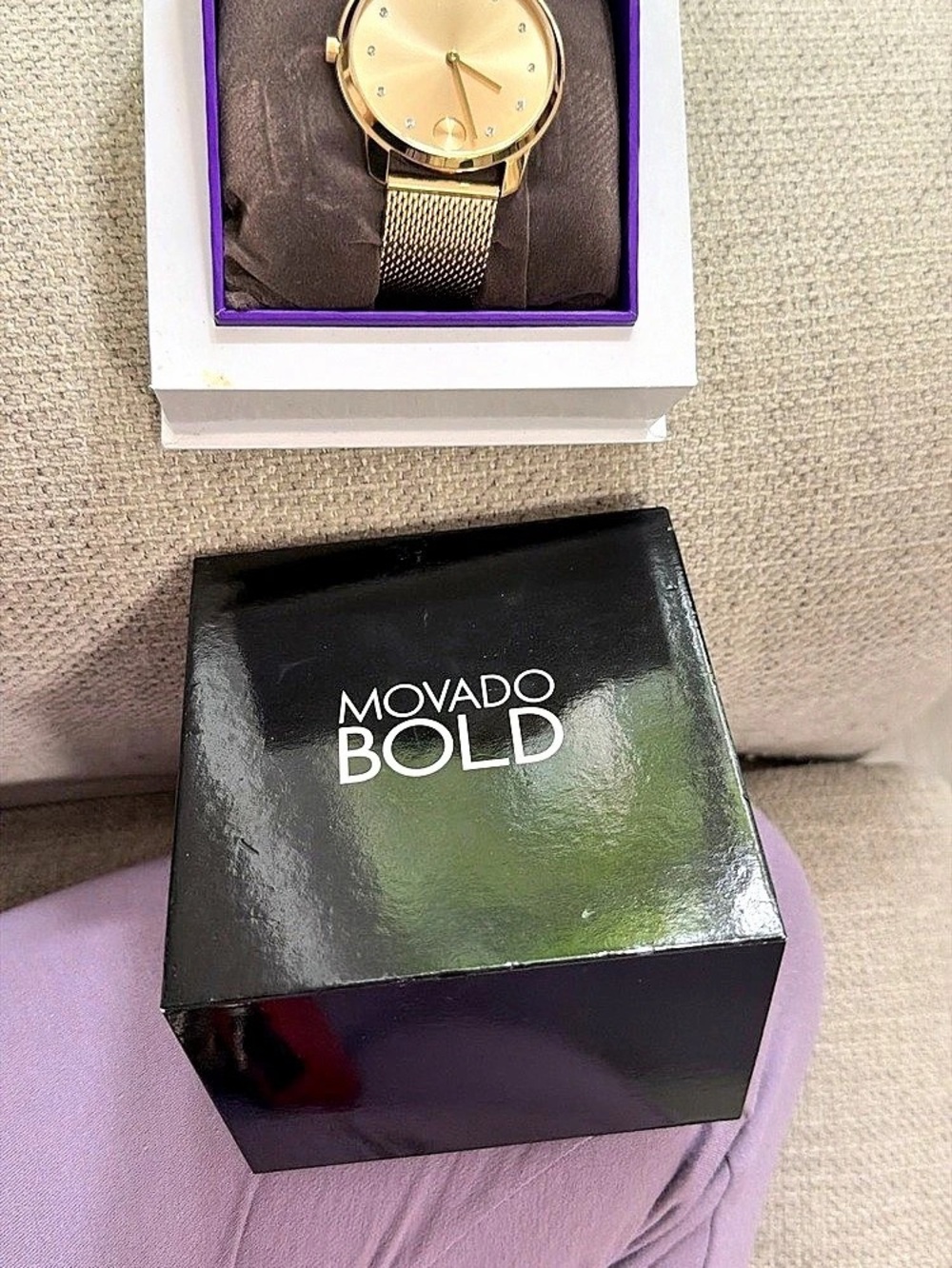 Movado Bold Gold-Tone Mesh Watch 3600373 Gold & Black